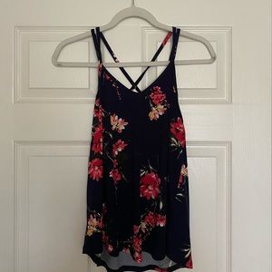 Navy Floral Tank Top